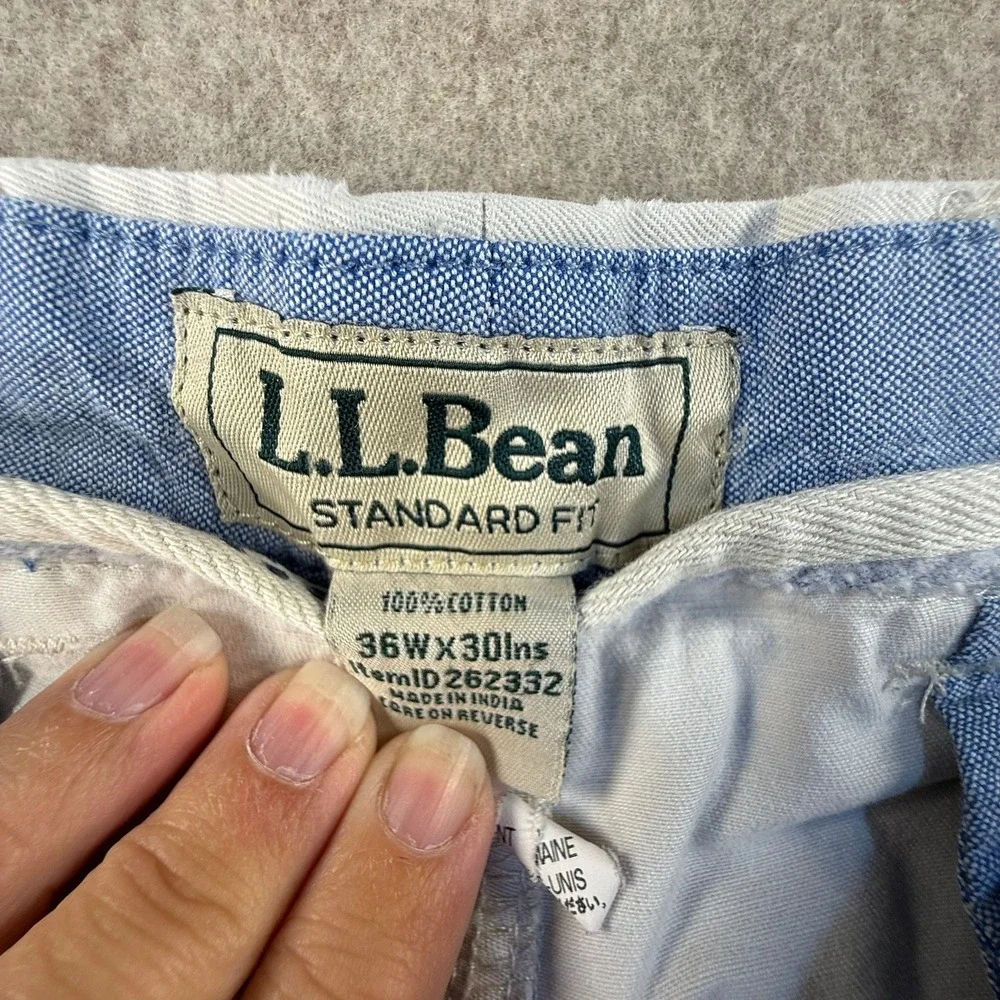 LL Bean Standard Fit Chino Pants Mens 36x30 Light Stone Cotton Twill 262332